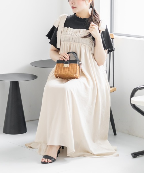CLETTE(クレット)の「ショルダーリボンワンピース(ワンピース・レディース・ブラック/アイボリー/グレー・4L/3L/LL)」の15枚目の写真