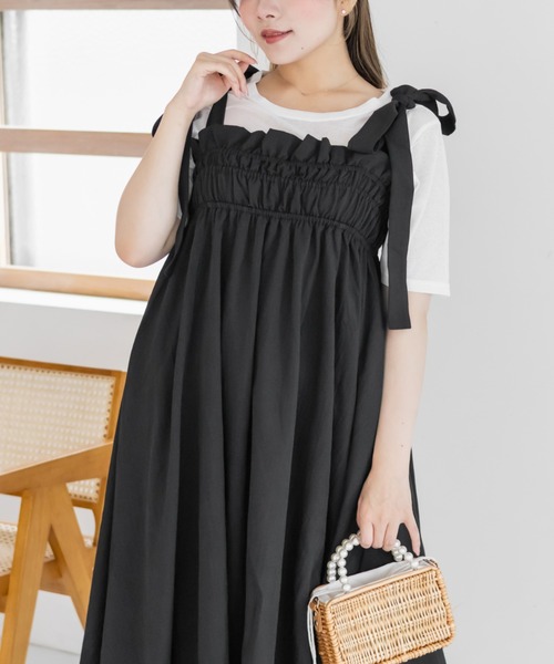 CLETTE(クレット)の「ショルダーリボンワンピース(ワンピース・レディース・ブラック/アイボリー/グレー・4L/3L/LL)」の16枚目の写真
