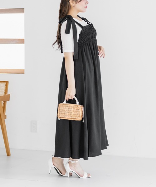 CLETTE(クレット)の「ショルダーリボンワンピース(ワンピース・レディース・ブラック/アイボリー/グレー・4L/3L/LL)」の18枚目の写真