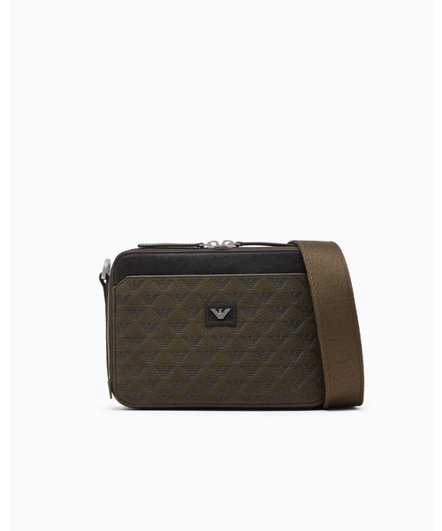 EMPORIO ARMANI(エンポリオアルマーニ)の「【エンポリオ アルマーニ】ロゴ型押し レザー クロスボディ カメラバッグ(ショルダーバッグ・メンズ・ダークネイビー/オリーブ・FREE)」の2枚目の写真