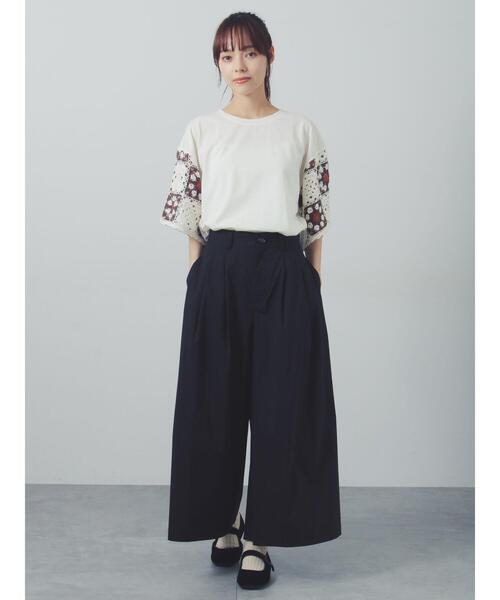 Samansa Mos2(サマンサ モスモス)の「【接触冷感】モチーフ編みコンビカットソー(Tシャツ/カットソー・レディース・ブラック/ブラウン/オフホワイト/グリーン・F)」の8枚目の写真