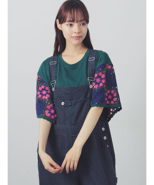 Samansa Mos2(サマンサ モスモス)の「【接触冷感】モチーフ編みコンビカットソー(Tシャツ/カットソー・レディース・ブラック/ブラウン/オフホワイト/グリーン・F)」の17枚目の写真