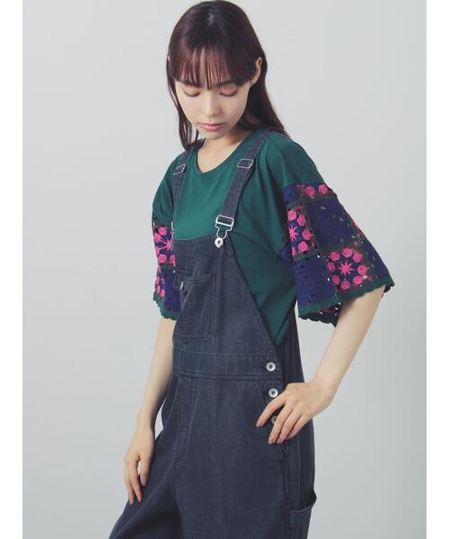 Samansa Mos2(サマンサ モスモス)の「【接触冷感】モチーフ編みコンビカットソー(Tシャツ/カットソー・レディース・ブラック/ブラウン/オフホワイト/グリーン・F)」の18枚目の写真