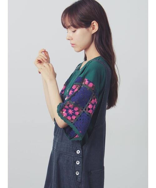 Samansa Mos2(サマンサ モスモス)の「【接触冷感】モチーフ編みコンビカットソー(Tシャツ/カットソー・レディース・ブラック/ブラウン/オフホワイト/グリーン・F)」の19枚目の写真