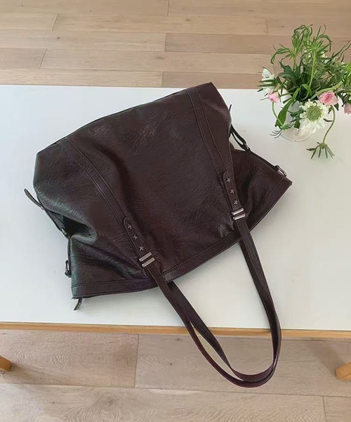WESTSEA（ウエストシー）の「星スタッズ A4収納 2WAYフェイクレザートートバッグ／大容量 ショルダーバッグ（トートバッグ・レディース・ブラック/ワイン・FREE）」の12枚目の写真