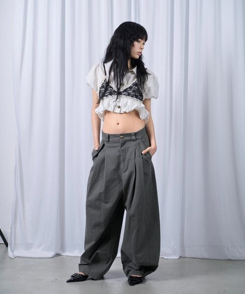 Six M(シックスエム)の「【SixM】BALLOON TWILL PT(その他パンツ・レディース・アイボリー/チャコールグレー・FREE)」の8枚目の写真