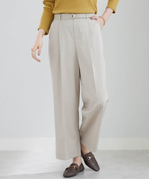 BELLUNA PLUS(ベルーナ)の「メランジストレッチ素材ワイドパンツ60丈(その他パンツ・レディース・ボルドー/チャコール/アイボリー/ネイビー・MEDIUM/LARGE/X-LARGE/SMALL)」の6枚目の写真