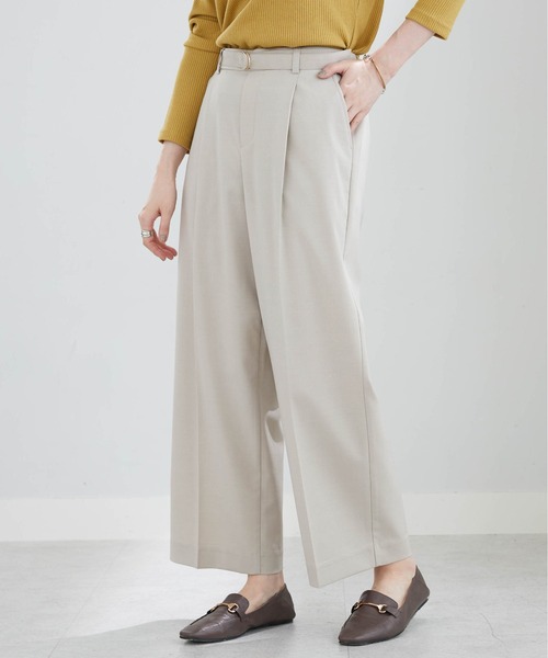 BELLUNA PLUS(ベルーナ)の「メランジストレッチ素材ワイドパンツ60丈(その他パンツ・レディース・ボルドー/チャコール/アイボリー/ネイビー・MEDIUM/LARGE/X-LARGE/SMALL)」の7枚目の写真