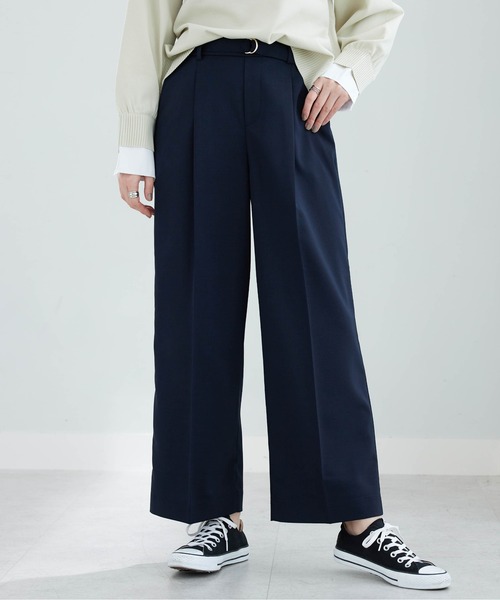 BELLUNA PLUS(ベルーナ)の「メランジストレッチ素材ワイドパンツ60丈(その他パンツ・レディース・ボルドー/チャコール/アイボリー/ネイビー・MEDIUM/LARGE/X-LARGE/SMALL)」の20枚目の写真