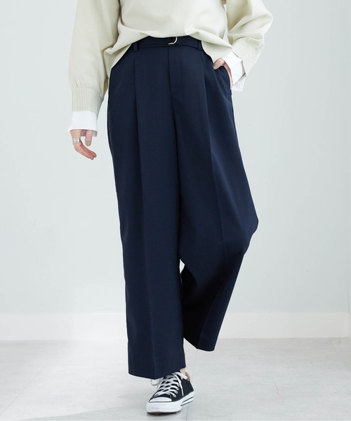 BELLUNA PLUS(ベルーナ)の「メランジストレッチ素材ワイドパンツ60丈(その他パンツ・レディース・ボルドー/チャコール/アイボリー/ネイビー・MEDIUM/LARGE/X-LARGE/SMALL)」の21枚目の写真