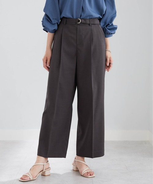 BELLUNA PLUS(ベルーナ)の「メランジストレッチ素材ワイドパンツ60丈(その他パンツ・レディース・ボルドー/チャコール/アイボリー/ネイビー・MEDIUM/LARGE/X-LARGE/SMALL)」の14枚目の写真