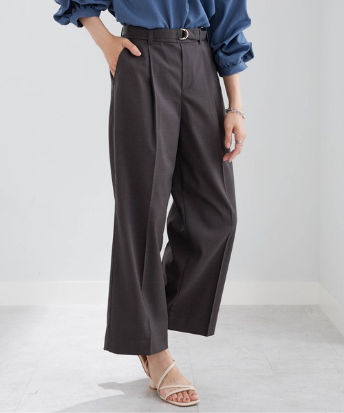 BELLUNA PLUS(ベルーナ)の「メランジストレッチ素材ワイドパンツ60丈(その他パンツ・レディース・ボルドー/チャコール/アイボリー/ネイビー・MEDIUM/LARGE/X-LARGE/SMALL)」の15枚目の写真