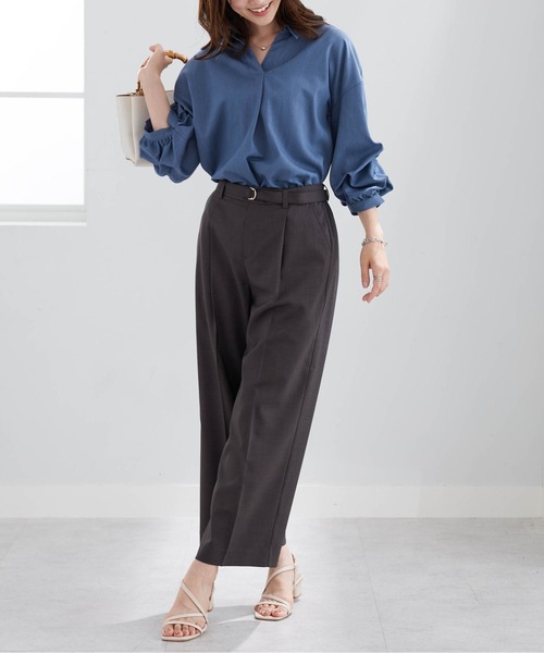 BELLUNA PLUS(ベルーナ)の「メランジストレッチ素材ワイドパンツ60丈(その他パンツ・レディース・ボルドー/チャコール/アイボリー/ネイビー・MEDIUM/LARGE/X-LARGE/SMALL)」の17枚目の写真