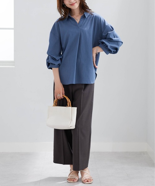 BELLUNA PLUS(ベルーナ)の「メランジストレッチ素材ワイドパンツ60丈(その他パンツ・レディース・ボルドー/チャコール/アイボリー/ネイビー・MEDIUM/LARGE/X-LARGE/SMALL)」の19枚目の写真