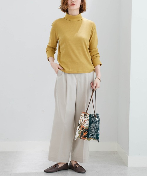BELLUNA PLUS(ベルーナ)の「メランジストレッチ素材ワイドパンツ60丈(その他パンツ・レディース・ボルドー/チャコール/アイボリー/ネイビー・MEDIUM/LARGE/X-LARGE/SMALL)」の11枚目の写真