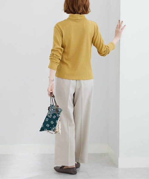 BELLUNA PLUS(ベルーナ)の「メランジストレッチ素材ワイドパンツ60丈(その他パンツ・レディース・ボルドー/チャコール/アイボリー/ネイビー・MEDIUM/LARGE/X-LARGE/SMALL)」の13枚目の写真