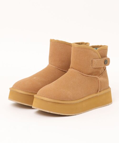 ROXY(ロキシー)の「ROXY LOW TIDE サイドベルトショートブーツ /防水・撥水 【2026年秋冬モデル】(ブーツ・レディース・ベージュ/ブラック・25cm/24cm/23cm)」の1枚目の写真