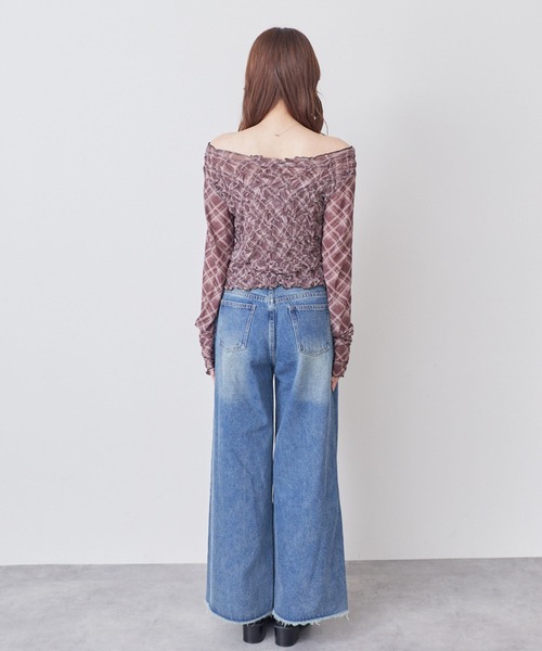 archives(アルシーヴ)の「チェックアソートくしゅくしゅシアーTOPS(Tシャツ/カットソー・レディース・ブラウン/ブルー/ブラック/オフホワイト・MEDIUM)」の11枚目の写真