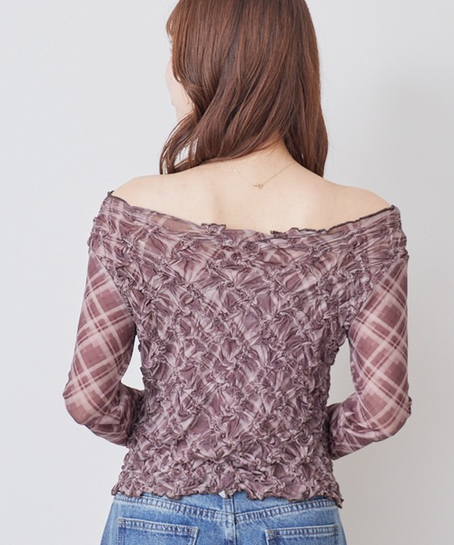 archives(アルシーヴ)の「チェックアソートくしゅくしゅシアーTOPS(Tシャツ/カットソー・レディース・ブラウン/ブルー/ブラック/オフホワイト・MEDIUM)」の7枚目の写真