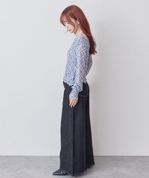 archives(アルシーヴ)の「チェックアソートくしゅくしゅシアーTOPS(Tシャツ/カットソー・レディース・ブラウン/ブルー/ブラック/オフホワイト・MEDIUM)」の16枚目の写真