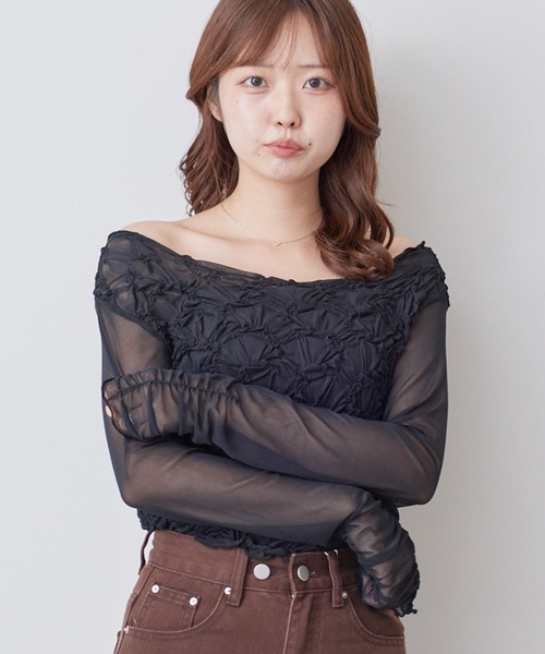 archives(アルシーヴ)の「チェックアソートくしゅくしゅシアーTOPS(Tシャツ/カットソー・レディース・ブラウン/ブルー/ブラック/オフホワイト・MEDIUM)」の20枚目の写真