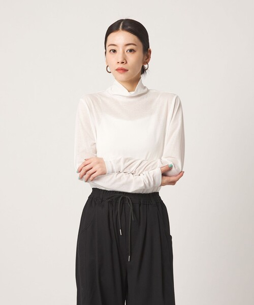 CITEN(シテン)の「<CITEN>エッセンシャルシアータートルトップ(Tシャツ/カットソー・レディース・ワイン/ホワイト/ブラック・FREE)」の2枚目の写真