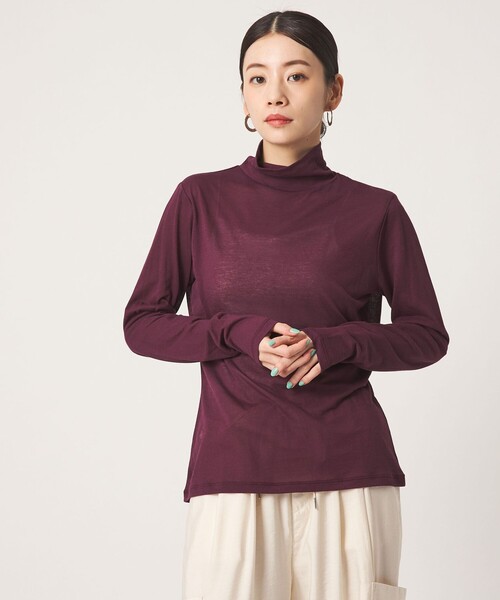 CITEN(シテン)の「<CITEN>エッセンシャルシアータートルトップ(Tシャツ/カットソー・レディース・ワイン/ホワイト/ブラック・FREE)」の3枚目の写真