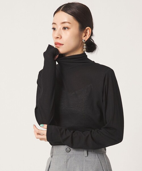 CITEN(シテン)の「<CITEN>エッセンシャルシアータートルトップ(Tシャツ/カットソー・レディース・ワイン/ホワイト/ブラック・FREE)」の1枚目の写真