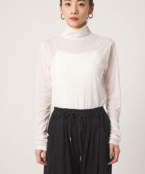 CITEN(シテン)の「<CITEN>エッセンシャルシアータートルトップ(Tシャツ/カットソー・レディース・ワイン/ホワイト/ブラック・FREE)」の4枚目の写真