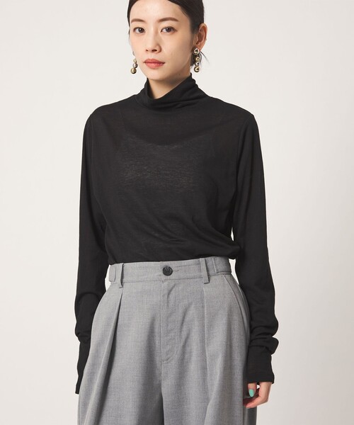 CITEN(シテン)の「<CITEN>エッセンシャルシアータートルトップ(Tシャツ/カットソー・レディース・ワイン/ホワイト/ブラック・FREE)」の6枚目の写真