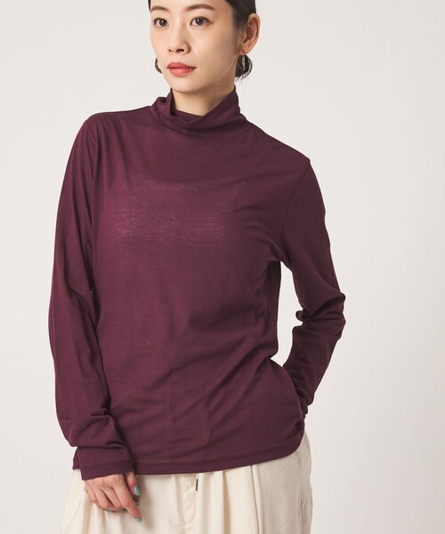 CITEN(シテン)の「<CITEN>エッセンシャルシアータートルトップ(Tシャツ/カットソー・レディース・ワイン/ホワイト/ブラック・FREE)」の8枚目の写真