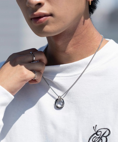 WEGO(ウィゴー)の「WEGO/【26年秋冬新作】アクセ付きスクリプトグラフィックT(LS)(Tシャツ/カットソー・メンズ・ホワイト/ブラック・MEDIUM/LARGE)」の7枚目の写真