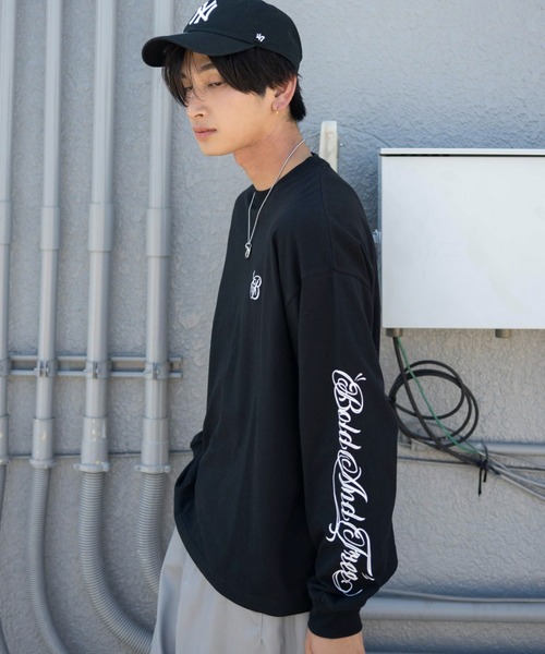 WEGO(ウィゴー)の「WEGO/【26年秋冬新作】アクセ付きスクリプトグラフィックT(LS)(Tシャツ/カットソー・メンズ・ホワイト/ブラック・MEDIUM/LARGE)」の12枚目の写真