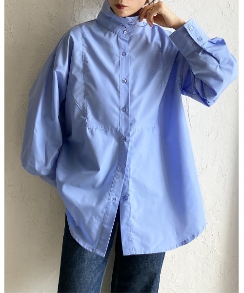 She's Closet(シーズクローゼット)の「2WAY レギュラーカラー スタンドネック シャツ ブラウス(シャツ/ブラウス・レディース・ブラウン/チャコールグレー/ホワイト/ブルー・FREE)」の4枚目の写真