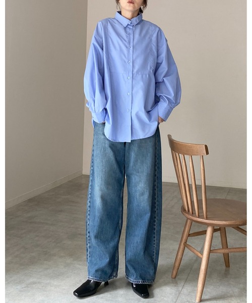 She's Closet(シーズクローゼット)の「2WAY レギュラーカラー スタンドネック シャツ ブラウス(シャツ/ブラウス・レディース・ブラウン/チャコールグレー/ホワイト/ブルー・FREE)」の7枚目の写真