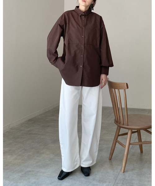 She's Closet(シーズクローゼット)の「2WAY レギュラーカラー スタンドネック シャツ ブラウス(シャツ/ブラウス・レディース・ブラウン/チャコールグレー/ホワイト/ブルー・FREE)」の10枚目の写真