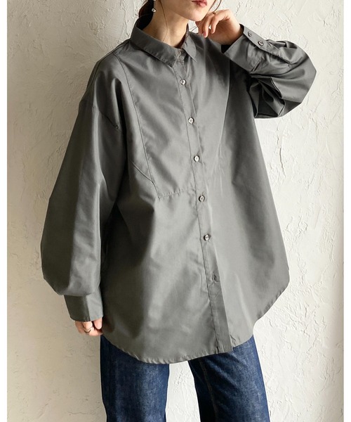 She's Closet(シーズクローゼット)の「2WAY レギュラーカラー スタンドネック シャツ ブラウス(シャツ/ブラウス・レディース・ブラウン/チャコールグレー/ホワイト/ブルー・FREE)」の20枚目の写真