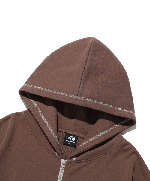 NICE GHOST CLUB(ナイスゴーストクラブ)の「ステッチド クロップド フーディー ジップアップ_BROWN(NG2GFUM484A)(パーカー・レディース・ブラウン・SMALL/MEDIUM)」の3枚目の写真