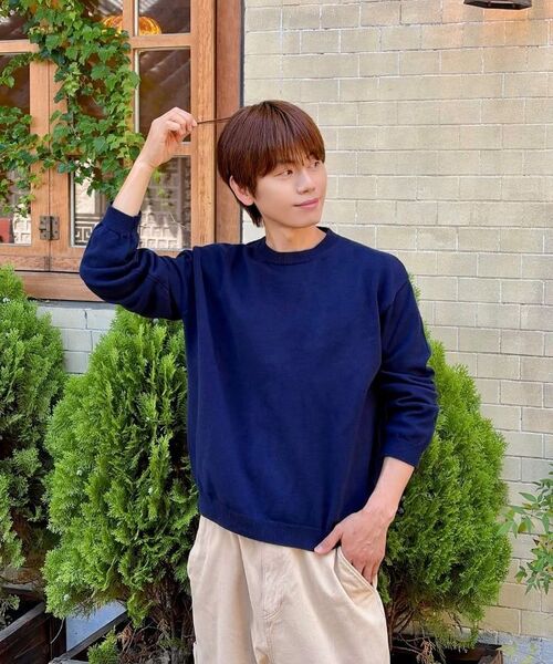 KNITTED（ニッティド）の「ベーシックエッセンシャルクロップラウンドニット NAVY（ニット/セーター・メンズ・その他・MEDIUM/LARGE/X-LARGE）」の8枚目の写真