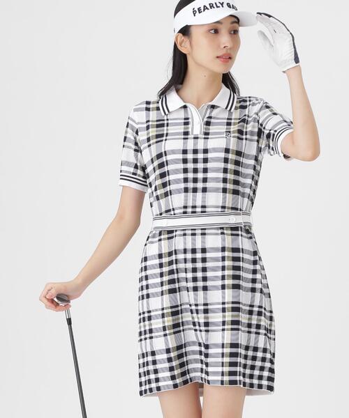 PEARLY GATES(パーリーゲイツ)の「14G天竺半袖ポロワンピース (WOMENS)(ワンピース・レディース・ホワイト系その他・MEDIUM/SMALL)」の1枚目の写真