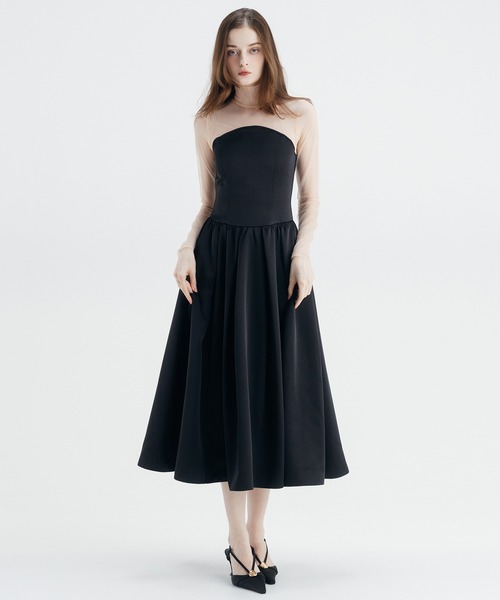 EIMY ISTOIRE(エイミーイストワール)の「SATIN FLARE DRESS(ドレス・レディース・ブラック・38/36)」の5枚目の写真