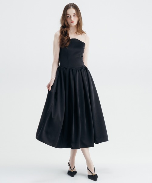 EIMY ISTOIRE(エイミーイストワール)の「SATIN FLARE DRESS(ドレス・レディース・ブラック・38/36)」の6枚目の写真