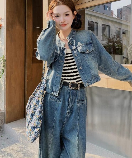 FAVORITO(ファヴォリート)の「デニムトップスワイドパンツセットアップ(セットアップ・レディース・ブルー・S/L/M)」の6枚目の写真