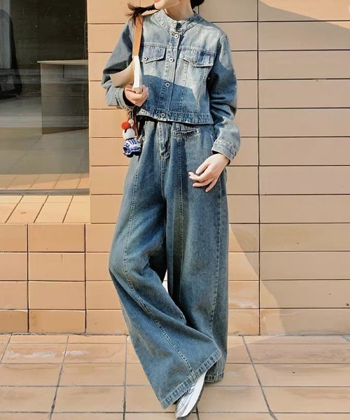 FAVORITO(ファヴォリート)の「デニムトップスワイドパンツセットアップ(セットアップ・レディース・ブルー・S/L/M)」の10枚目の写真