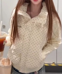 ニット袖ドット中綿ブルゾン