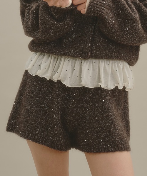 apres jour mignon(アプレジュールミニョン)の「【セットアップ着用可能】ラメスパンコールショートパンツ(その他パンツ・レディース・ベージュ/アイボリー/ブラウン系その他/ブルー・フリー)」の13枚目の写真