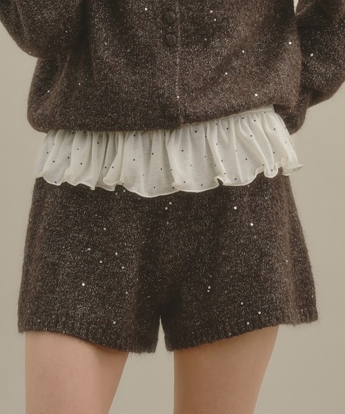 apres jour mignon(アプレジュールミニョン)の「【セットアップ着用可能】ラメスパンコールショートパンツ(その他パンツ・レディース・ベージュ/アイボリー/ブラウン系その他/ブルー・フリー)」の14枚目の写真