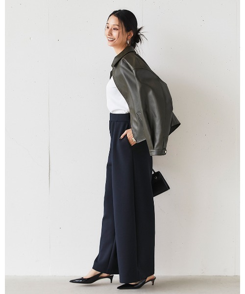 DoCLASSE( ドゥクラッセ)の「ライトダンボールニット・ワイドパンツ(その他パンツ・レディース・ライトグレー/チャコール/グレー/ネイビー/バーガンディー・L/XL/XXL/S/M)」の10枚目の写真