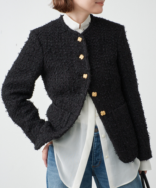 Deuxieme Classe(ドゥーズィエムクラス)の「ROITWEED ノーカラー ジャケット(その他アウター・レディース・ブラック・38/36)」の2枚目の写真