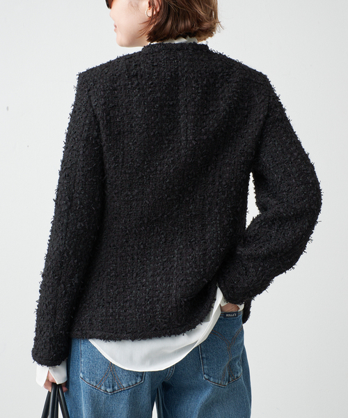 Deuxieme Classe(ドゥーズィエムクラス)の「ROITWEED ノーカラー ジャケット(その他アウター・レディース・ブラック・38/36)」の4枚目の写真